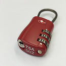 TSA Approved Luggage Suitcase Travel 3-Dial Combination Wire Padlock-Red