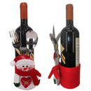 2x Christmas Dinner Tableware Cutlery&Wine Bottle Bag Holder Spoon Fork Bag 2-in-1