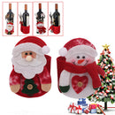 2x Christmas Dinner Tableware Cutlery&Wine Bottle Bag Holder Spoon Fork Bag 2-in-1