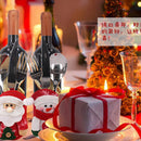 2x Christmas Dinner Tableware Cutlery&Wine Bottle Bag Holder Spoon Fork Bag 2-in-1
