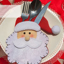 Christmas Theme Santa Tableware Cutlery Bag Holder Pouch Spoon Fork Storage