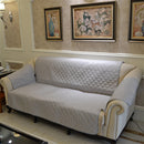 3-Seater Furniture Protector Quilted Slipcover Sofa Seat Cover Light Gray