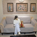 3-Seater Furniture Protector Quilted Slipcover Sofa Seat Cover Light Gray