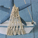Nautical Art Craft Wood Sailing Boat Mediterranean Style Ship Wood Starfish Sailboat Model Collectibles Gift