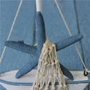 Nautical Art Craft Wood Sailing Boat Mediterranean Style Ship Wood Starfish Sailboat Model Collectibles Gift