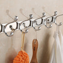 Stainless Steel 5-Hook Wall Hanger Coat Hat Clothes Robe Holder Home Bedroom Bathroom Clothes Towel Hanging Rack