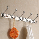 Stainless Steel 5-Hook Wall Hanger Coat Hat Clothes Robe Holder Home Bedroom Bathroom Clothes Towel Hanging Rack