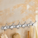 Easy Install Retro 6-Hook Wall Hanger Robe Towel Hanger Rack Metal Holder Home Bathroom Bedroom Kitchen Door Decor