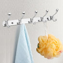 Rust Resistant Chrome Double-deck 5 Hook Wall Hanger Coat Hat Towel Rack Home Bathroom Bedroom Kitchen Use Hook Hanger