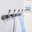 Rust Resistant Chrome Double-deck 5 Hook Wall Hanger Coat Hat Towel Rack Home Bathroom Bedroom Kitchen Use Hook Hanger