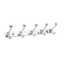 Rust Resistant Chrome Double-deck 5 Hook Wall Hanger Coat Hat Towel Rack Home Bathroom Bedroom Kitchen Use Hook Hanger