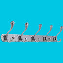 Rust Resistant Chrome Double-deck 5 Hook Wall Hanger Coat Hat Towel Rack Home Bathroom Bedroom Kitchen Use Hook Hanger