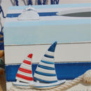 Nautical Wood Tissue Box Cover Tissue Case Starfish Shell Lighthouse 2 Sails