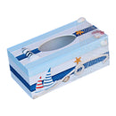 Nautical Wood Tissue Box Cover Tissue Case Starfish Shell Lighthouse 2 Sails