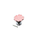 Set Of Vintage Style Ceramic Orchid Cabinet Door Pull Knob Cupboard Closet Drawer Pull Handle With Screw Pink