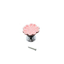 Set Of Vintage Style Ceramic Orchid Cabinet Door Pull Knob Cupboard Closet Drawer Pull Handle With Screw Pink