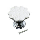 Set Of Vintage Style Ceramic Orchid Cabinet Door Pull Knob Cupboard Closet Drawer Pull Handle With Screw White
