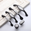 American style Black White Crack Ceramic Door Handle Drawer Cabinet Wardrobe Pull Knob