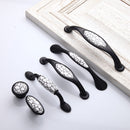 American style Black White Crack Ceramic Door Handle Drawer Cabinet Wardrobe Pull Knob
