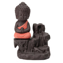Ceramic Little Monk Smoke Backflow Cone Censer Holder Incense Burner for Bedroom Study Room Yoga Studio Decoration Supplies Red