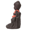 Ceramic Little Monk Smoke Backflow Cone Censer Holder Incense Burner for Bedroom Study Room Yoga Studio Decoration Supplies Red