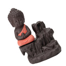 Ceramic Little Monk Smoke Backflow Cone Censer Holder Incense Burner for Bedroom Study Room Yoga Studio Decoration Supplies Red