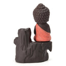 Ceramic Little Monk Smoke Backflow Cone Censer Holder Incense Burner for Bedroom Study Room Yoga Studio Decoration Supplies Red