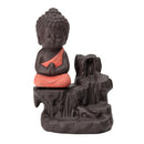 Ceramic Little Monk Smoke Backflow Cone Censer Holder Incense Burner for Bedroom Study Room Yoga Studio Decoration Supplies Red