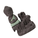 Ceramic Little Monk Smoke Backflow Cone Censer Holder Incense Burner for Bedroom Study Room Yoga Studio Decor Supplies Light Green