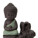 Ceramic Little Monk Smoke Backflow Cone Censer Holder Incense Burner for Bedroom Study Room Yoga Studio Decor Supplies Light Green