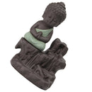 Ceramic Little Monk Smoke Backflow Cone Censer Holder Incense Burner for Bedroom Study Room Yoga Studio Decor Supplies Light Green