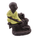 Little Monk Smoke Backflow Cone Censer Holder Incense Burner for Bedroom Study Room Decor Supplies 8.5*12.5cm Beige