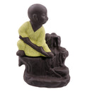 Little Monk Smoke Backflow Cone Censer Holder Incense Burner for Bedroom Study Room Decor Supplies 8.5*12.5cm Beige