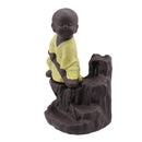 Little Monk Smoke Backflow Cone Censer Holder Incense Burner for Bedroom Study Room Decor Supplies 8.5*12.5cm Beige