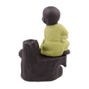Little Monk Smoke Backflow Cone Censer Holder Incense Burner for Bedroom Study Room Decor Supplies 8.5*12.5cm Beige