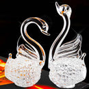 Decorative Glass Loving Swan Couple Figurine Collection Unique Wedding Gifts