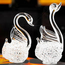 Decorative Glass Loving Swan Couple Figurine Collection Unique Wedding Gifts