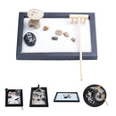 Table Desk Zen Garden Sand Tray, Sand, Pebbles, Rake Set Meditation Craft