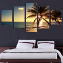 1 Set of 5PCS Assorted Size Canvas Art Wall Painting Coconut Tree Print Charms Home Cafe Hotel Wall Decor Painting 40/60/80cm