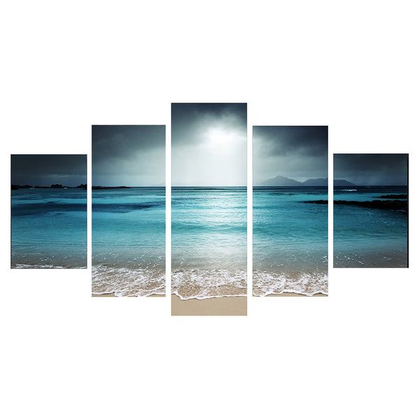 1 Set of 5PCS Assorted Size Modern Art Canvas Art Wall Painting Beach Sunset Print Charms Home Cafe Hotel Wall Decor 40/60/80cm