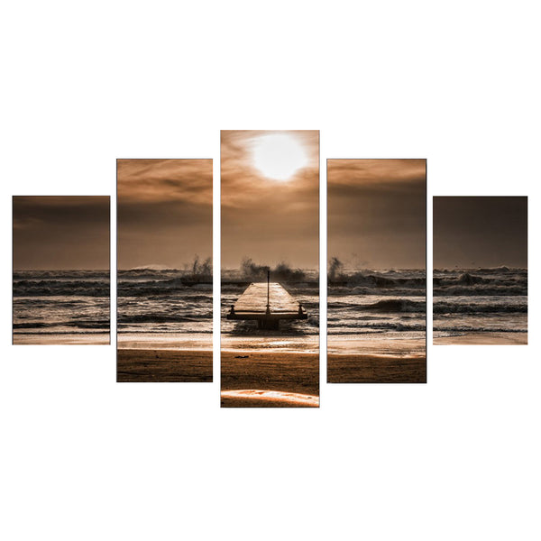 1 Set of 5PCS Assorted Size Modern Art Canvas Art Wall Painting Seaside Print Charms Home Cafe Hotel Wall Decor Painting 40/60/80cm