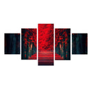 1 Set of 5PCS Red Forest Print Canvas Painting for Home Bedroom Cafe Hotel Room Wall Art Wall Decor Paintings 40/60/80cm