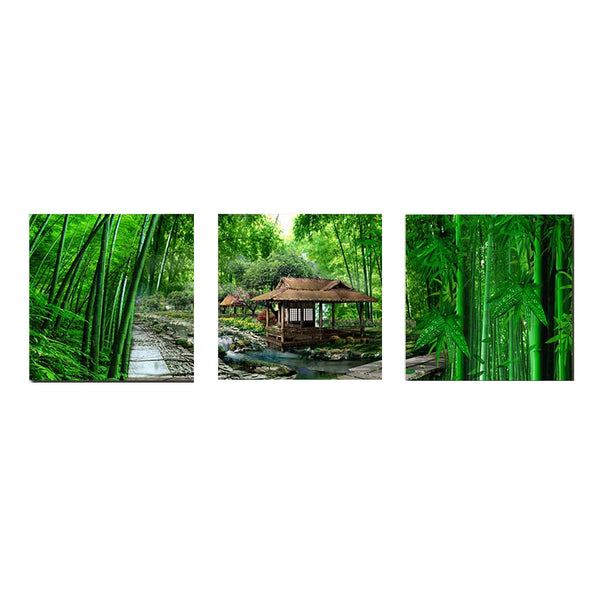 1 Set of 3PCS Canvas Painting for Home Bedroom Cafe Hotel Room Wall Art Wall Decor Paintings Life In Forest Print Charms 40cm