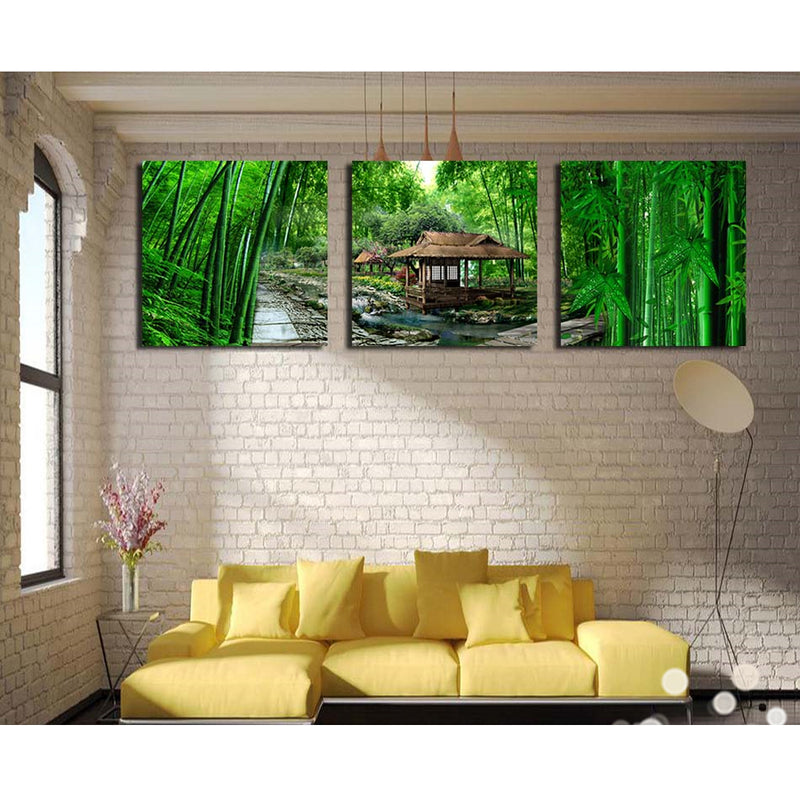 1 Set of 3PCS Canvas Painting for Home Bedroom Cafe Hotel Room Wall Art Wall Decor Paintings Life In Forest Print Charms 40cm