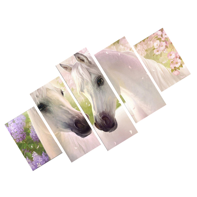 1 Set of 5PCS Canvas Painting for Home Bedroom Cafe Hotel Room Wall Art Wall Decor Paintings Horse Flower Print Charms 30/40/50cm
