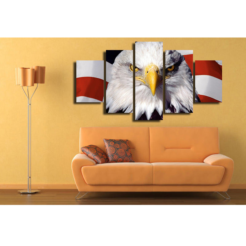 1 Set of 5PCS Canvas Painting for Home Bedroom Cafe Hotel Room Wall Art Wall Decor Paintings Eagle Print Charms 30/40/50cm