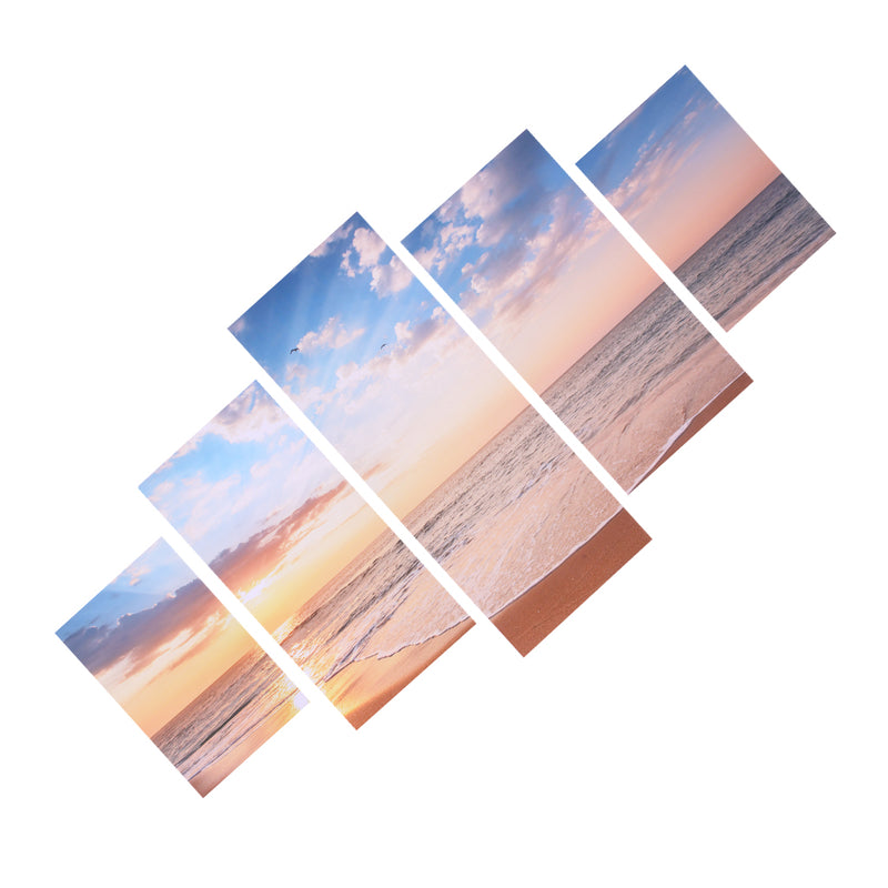 1 Set of 5PCS Canvas Painting for Home Bedroom Cafe Hotel Room Wall Art Wall Decor Paintings Beach Sunrise Print Charms 30/40/50cm