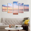 1 Set of 5PCS Canvas Painting for Home Bedroom Cafe Hotel Room Wall Art Wall Decor Paintings Beach Sunrise Print Charms 30/40/50cm