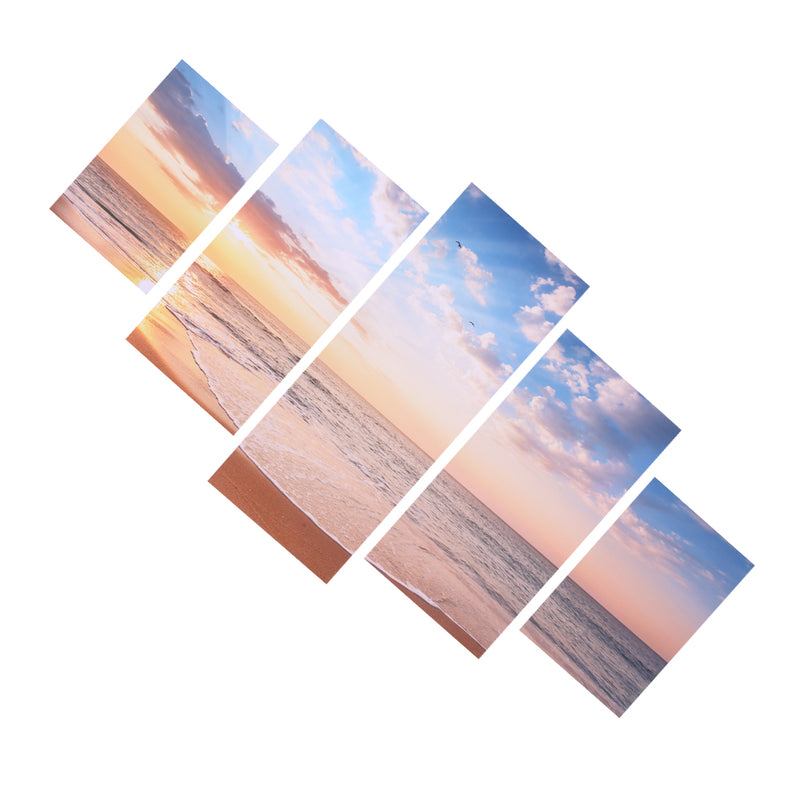 1 Set of 5PCS Canvas Painting for Home Bedroom Cafe Hotel Room Wall Art Wall Decor Paintings Beach Sunrise Print Charms 30/40/50cm