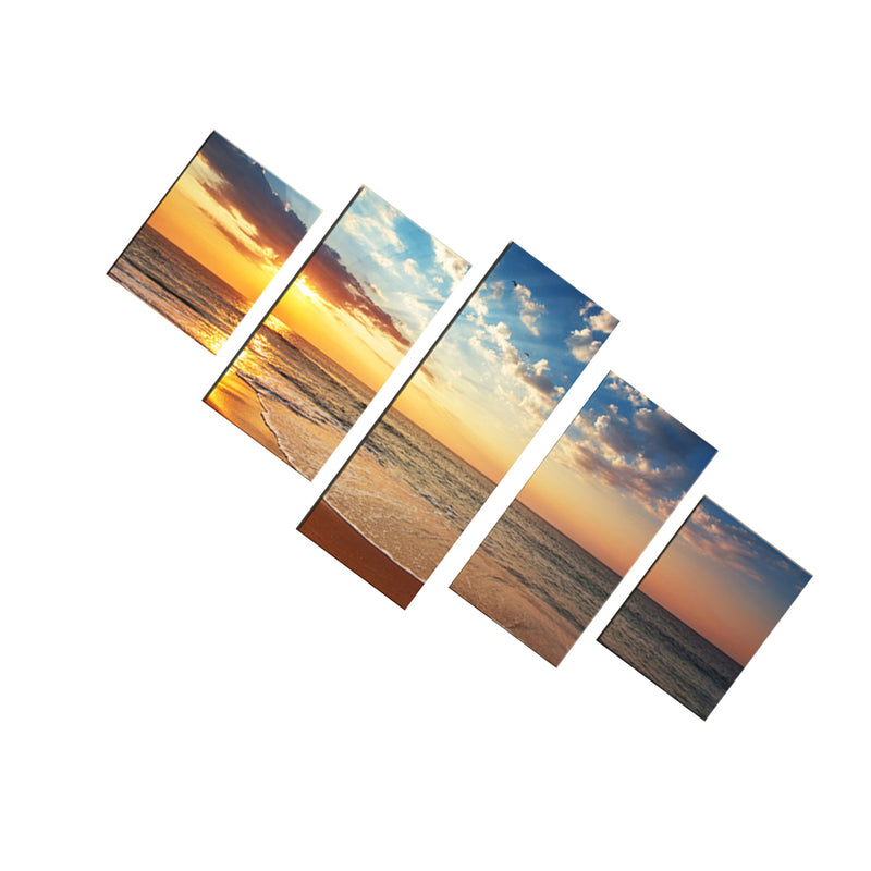 1 Set of 5PCS Canvas Painting for Home Bedroom Cafe Hotel Room Wall Art Wall Decor Paintings Beach Sunrise Print Charms 40/60/80cm